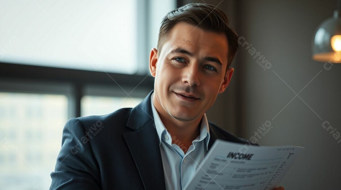 Homem de negócios revisando relatório de renda