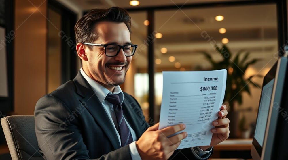 Imagem De Contador Empresário Contábil Ceo Em Seu Escritório Trabalhando