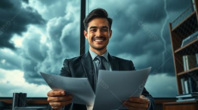 Imagem De Contador Empresário Contábil Ceo Em Seu Escritório Trabalhando