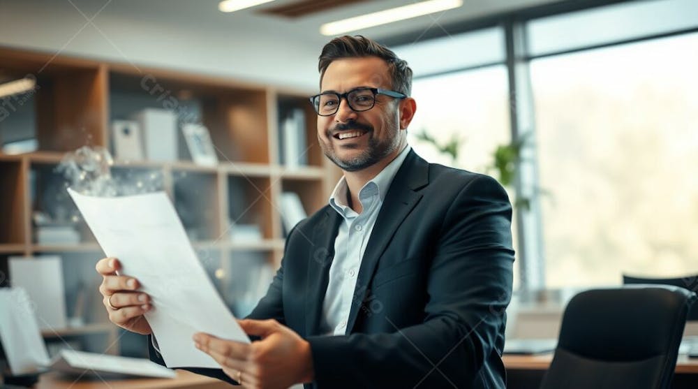Imagem De Contador Empresário Contábil Ceo Em Seu Escritório Trabalhando