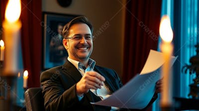 Imagem De Contador Empresário Contábil Ceo Em Seu Escritório Trabalhando