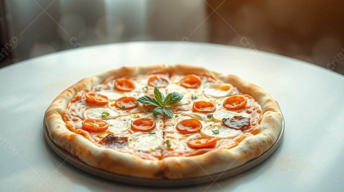 Pizza Margherita com Tomates e Manjericão