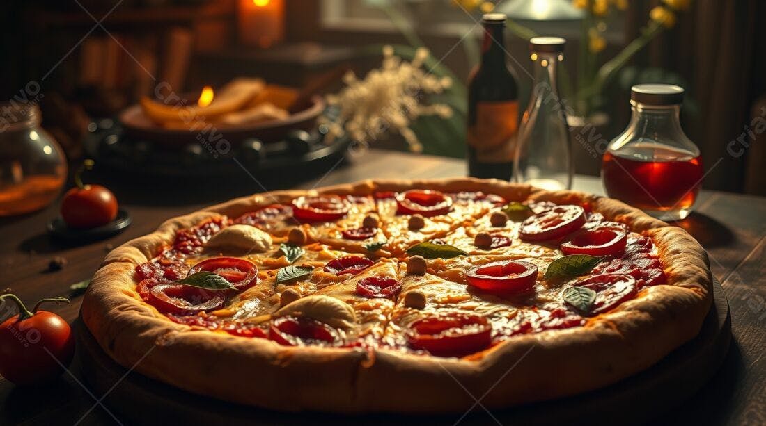Pizza deliciosa com tomate e mussarela