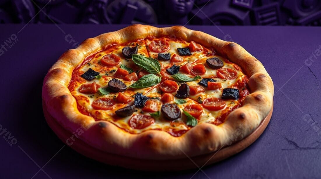 Pizza deliciosa com tomate cereja e cogumelos