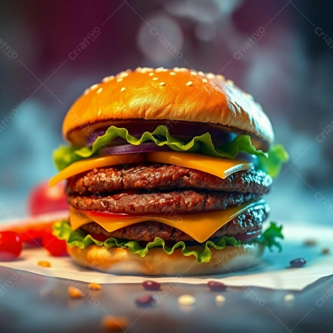 Duplo hambúrguer suculento com queijo