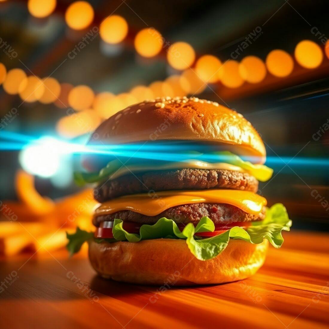 Hambúrguer duplo com queijo derretido