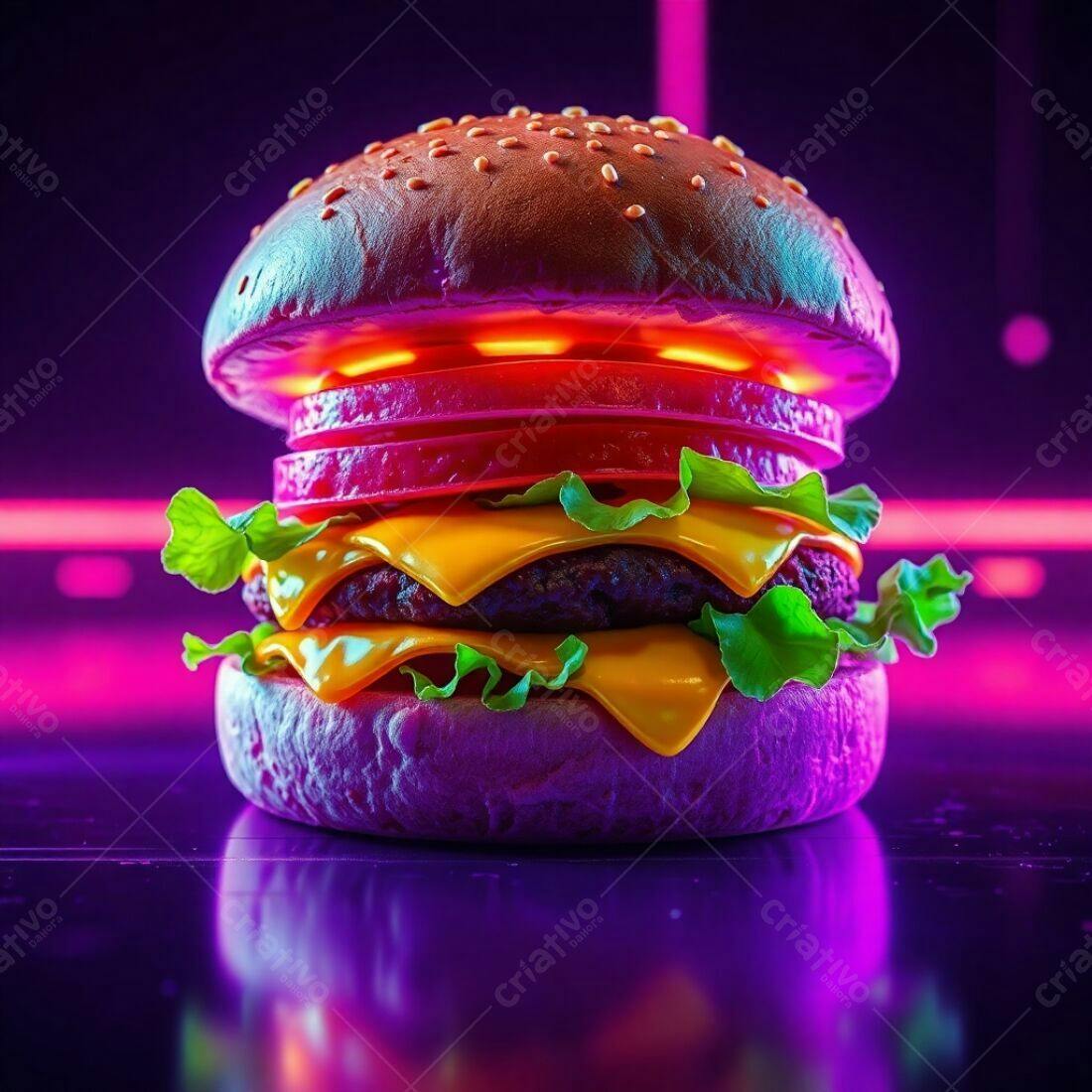 Hambúrguer Neon com Queijo e Tomate