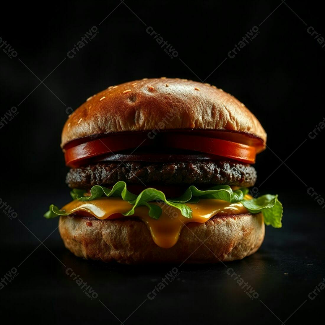 Hambúrguer suculento com queijo derretido