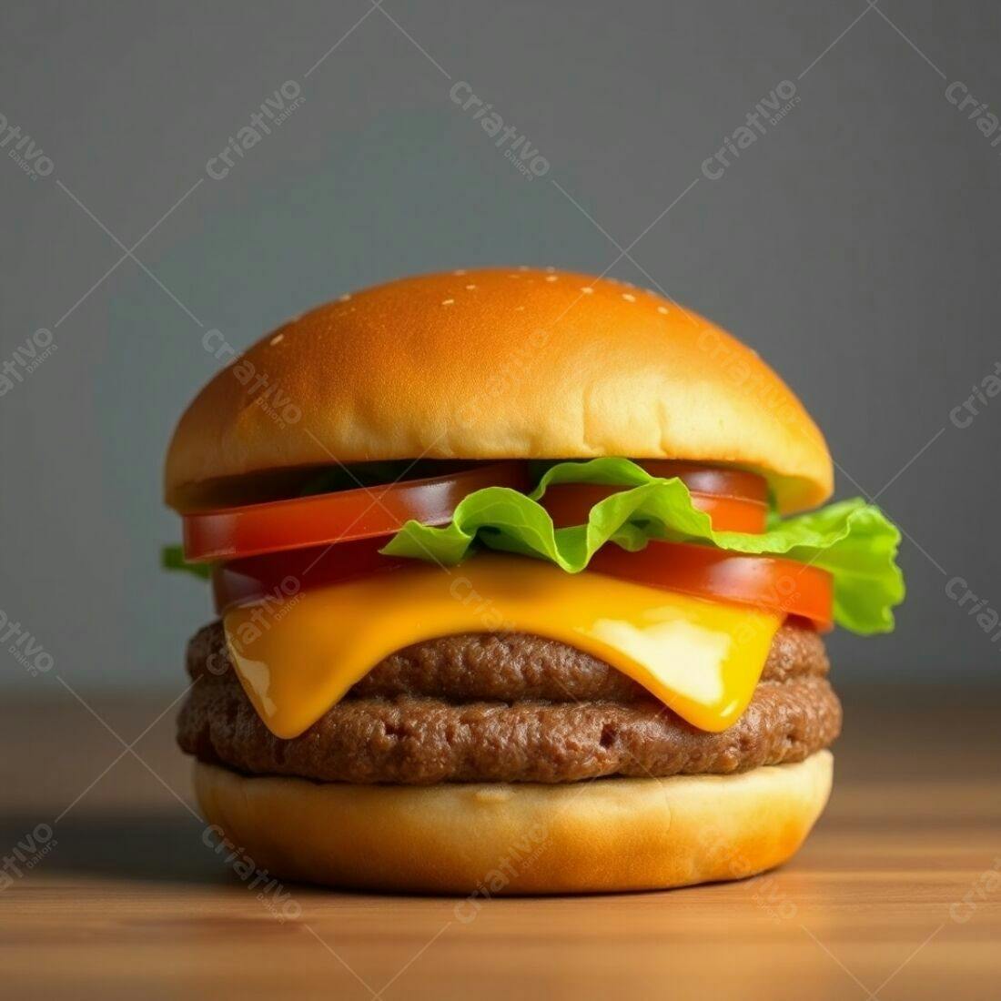 Hambúrguer suculento com queijo cheddar