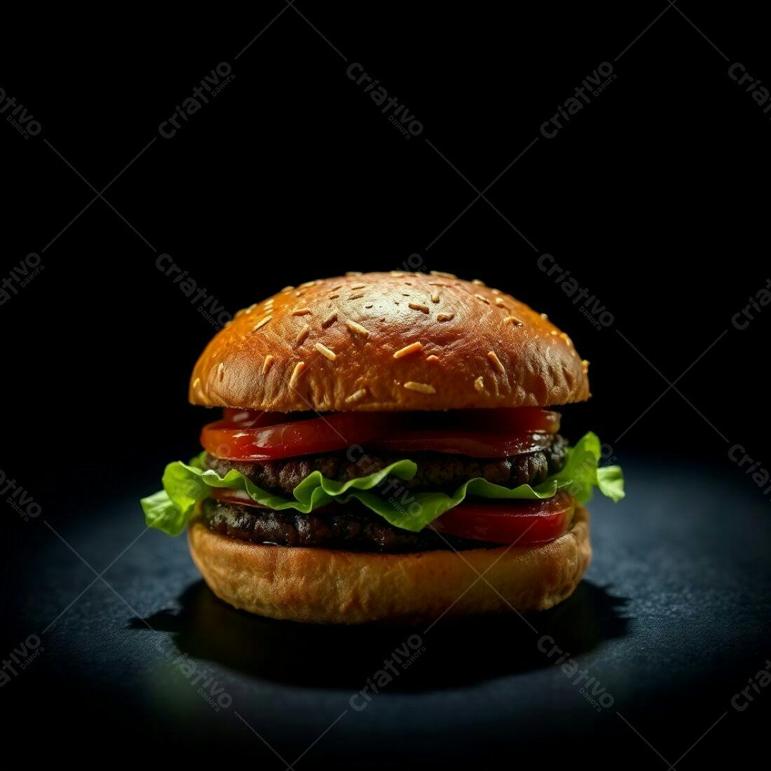 Hambúrguer suculento com alface e tomate