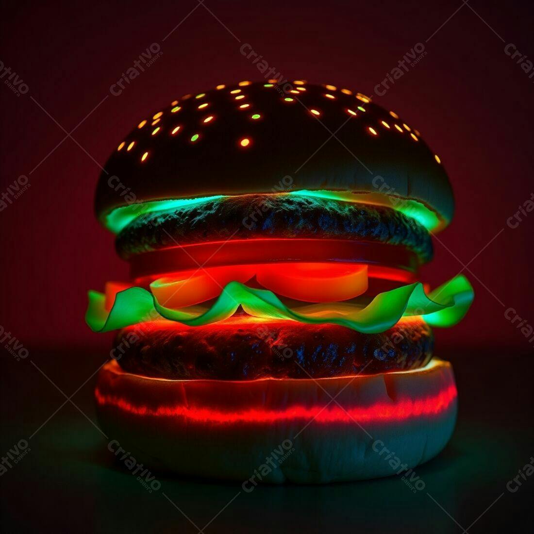 Hambúrguer Neon Cores Vibrantes