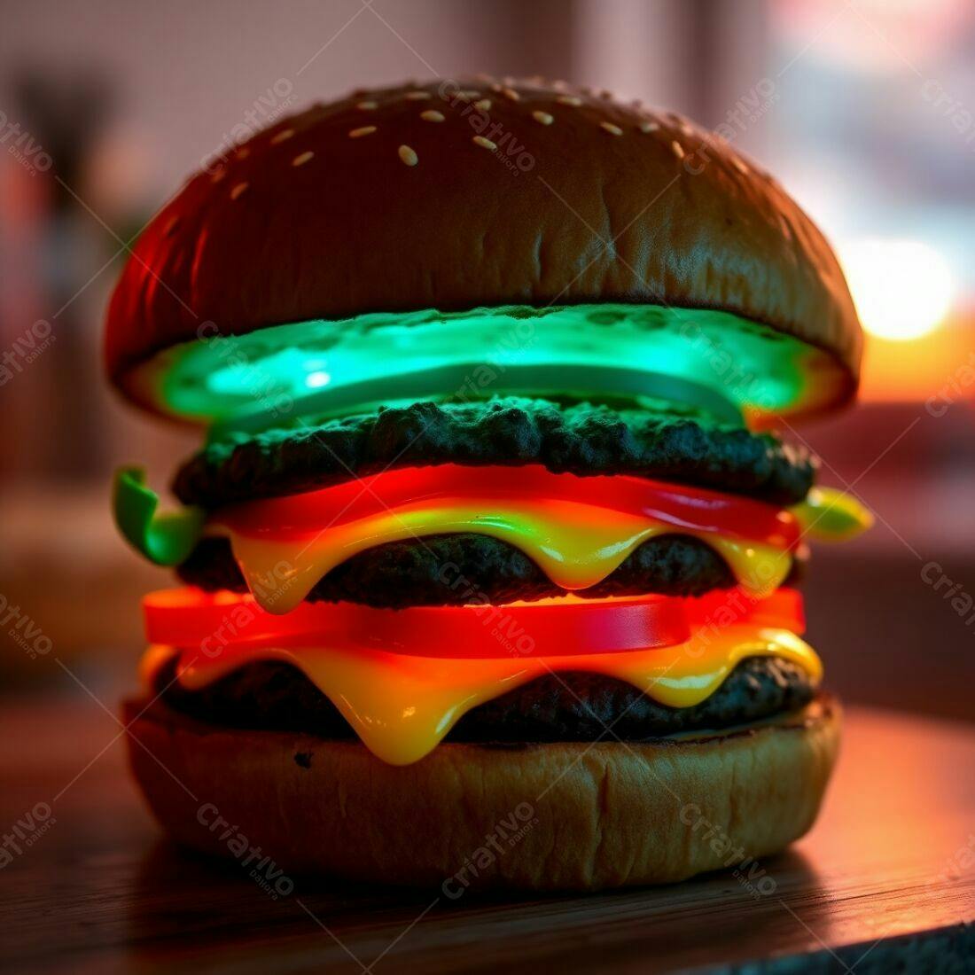 Hambúrguer Neon Duplo Queijo
