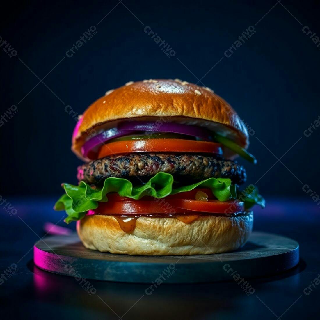 Hambúrguer gourmet com alface e tomate