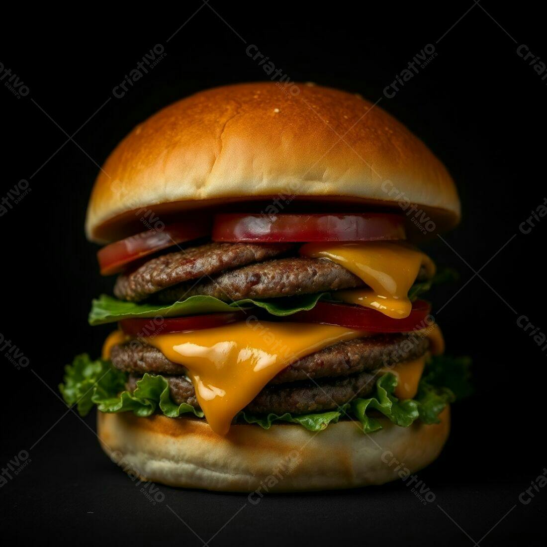 Duplo Cheeseburger suculento com alface e tomate