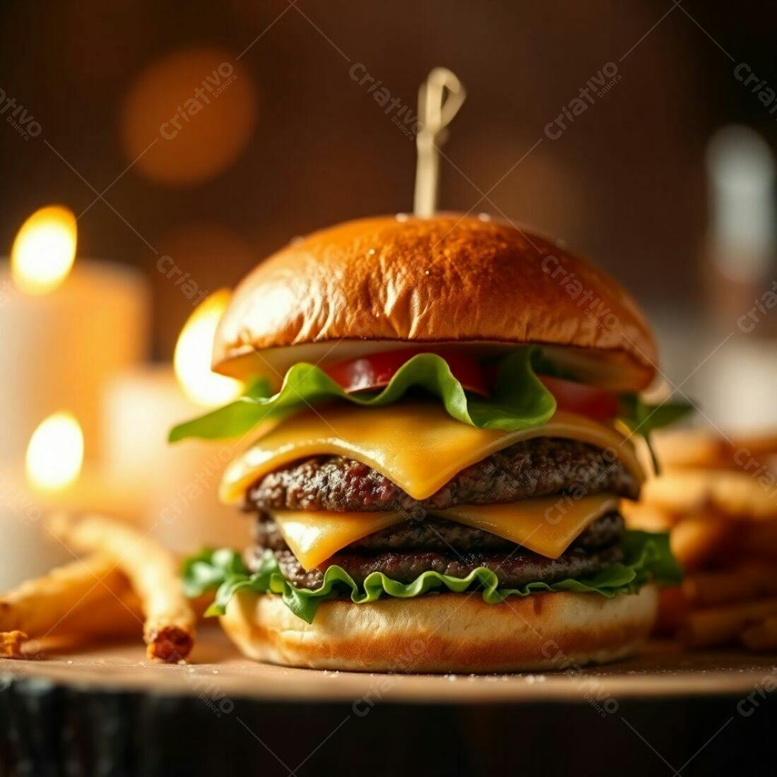 Duplo Cheeseburger com Batatas Fritas