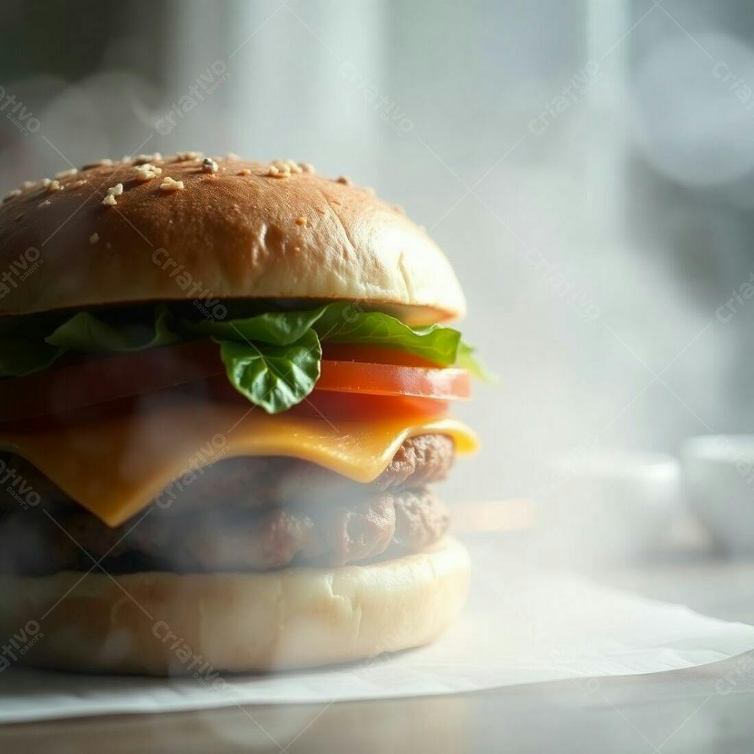 Hambúrguer suculento com queijo cheddar