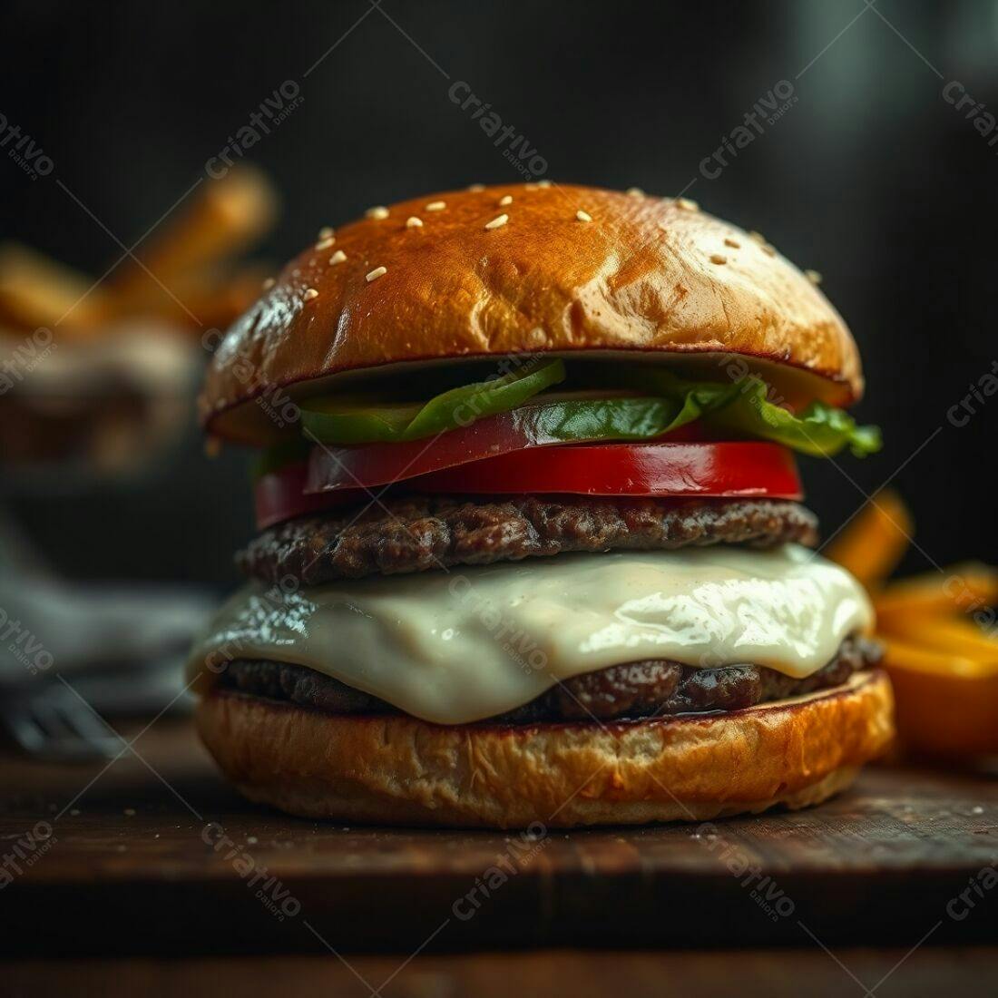 Hambúrguer duplo com queijo derretido