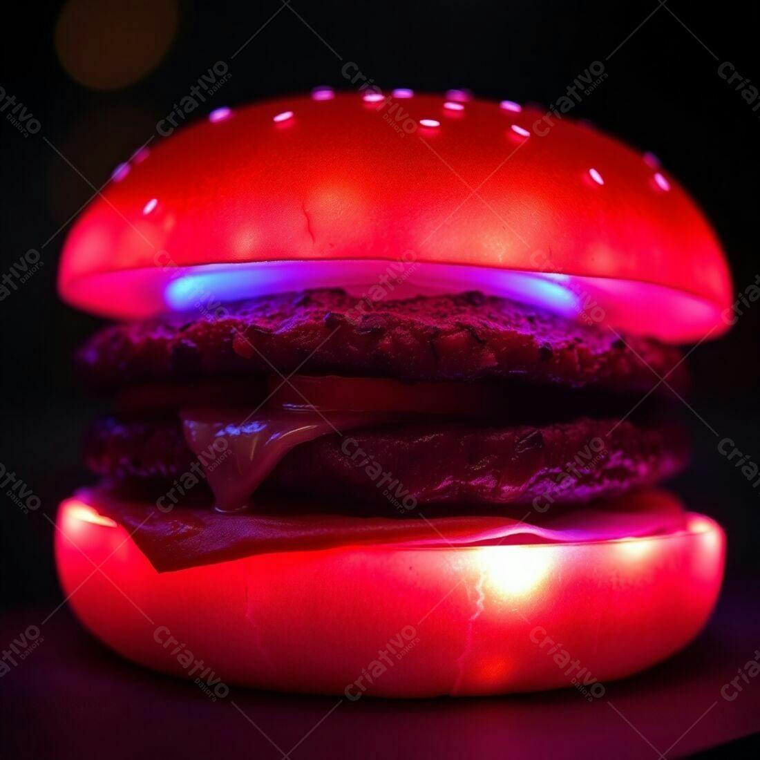 Hambúrguer Neon Vermelho e Azul