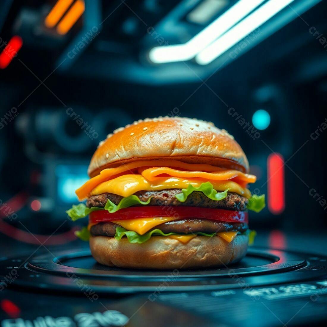 Hambúrguer suculento com queijo derretido