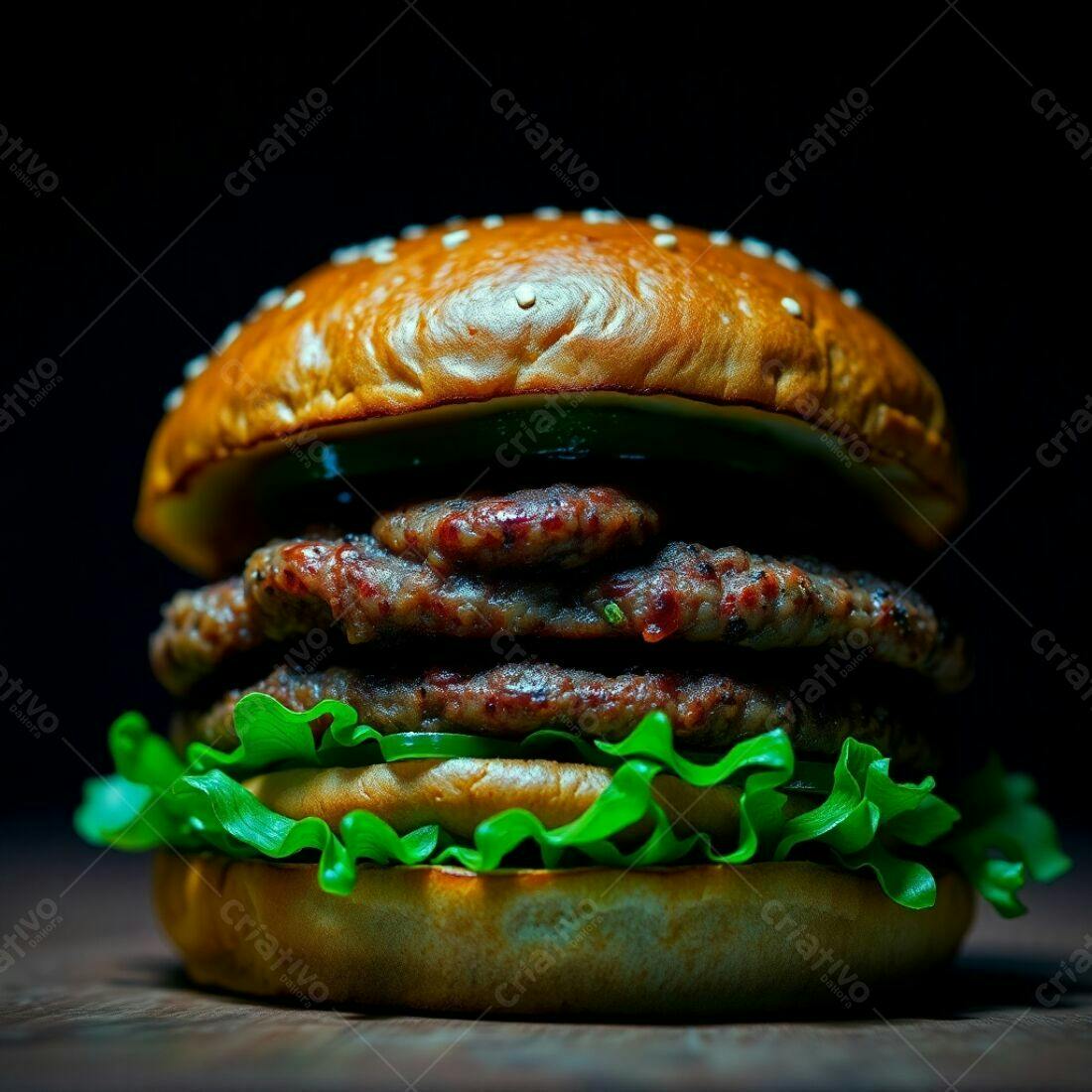 Hambúrguer Duplo suculento com alface e pimenta