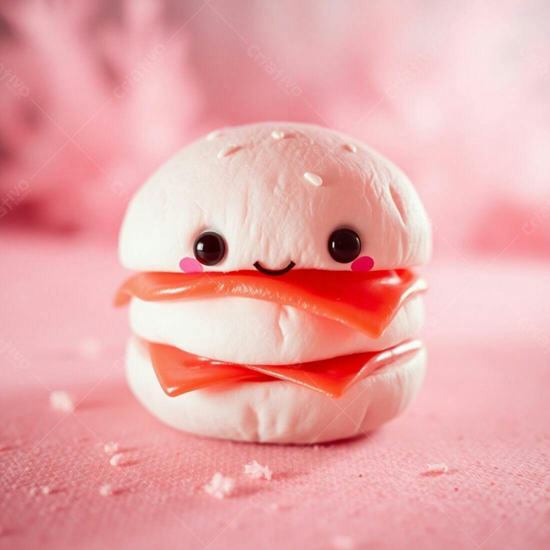Hambúrguer Kawaii rosa e vermelho