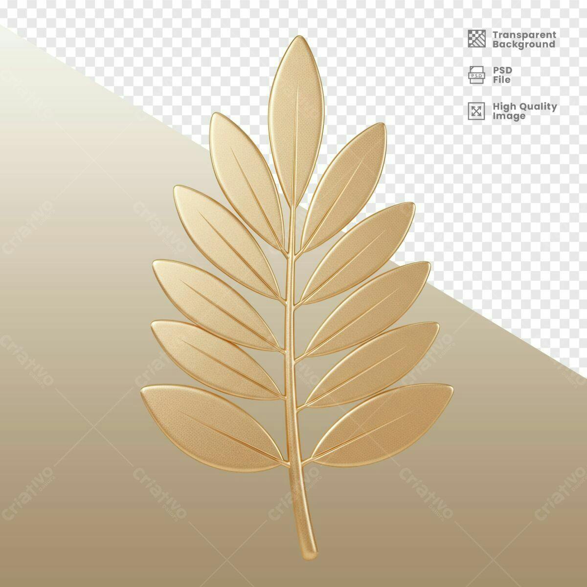 Folha Dourada Elegante PSD Editável