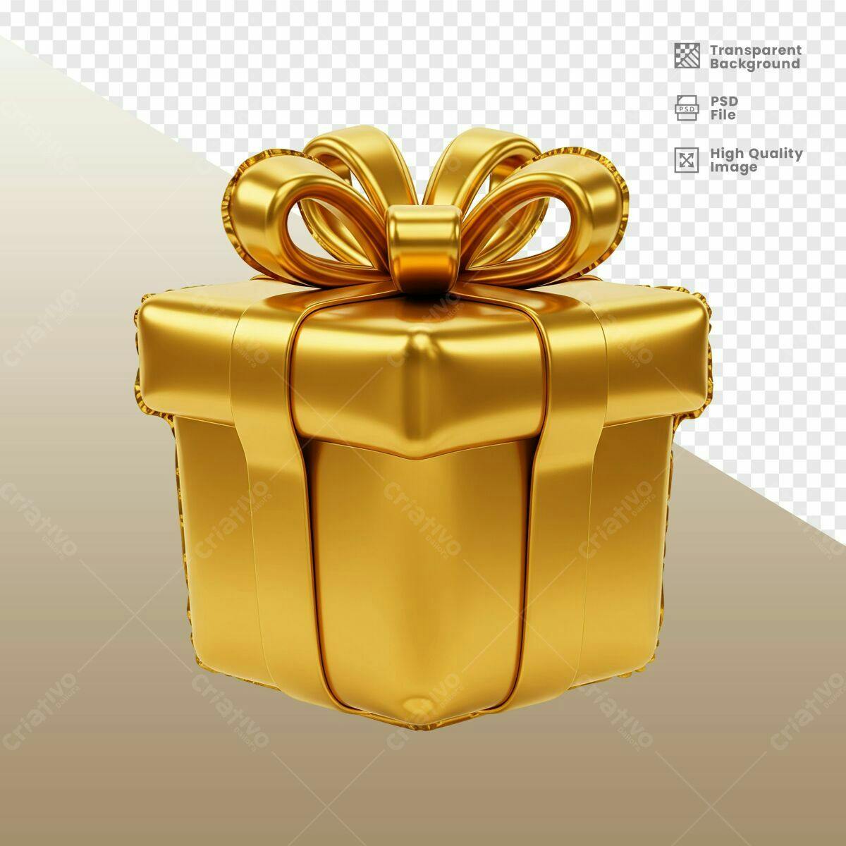 Caixa de Presente Dourada para Presentes de Luxo PSD Editável
