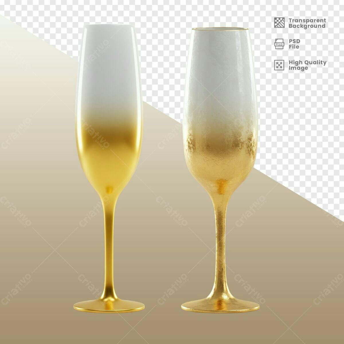 Mockup de Taças Douradas para Eventos Luxuosos PSD Editável