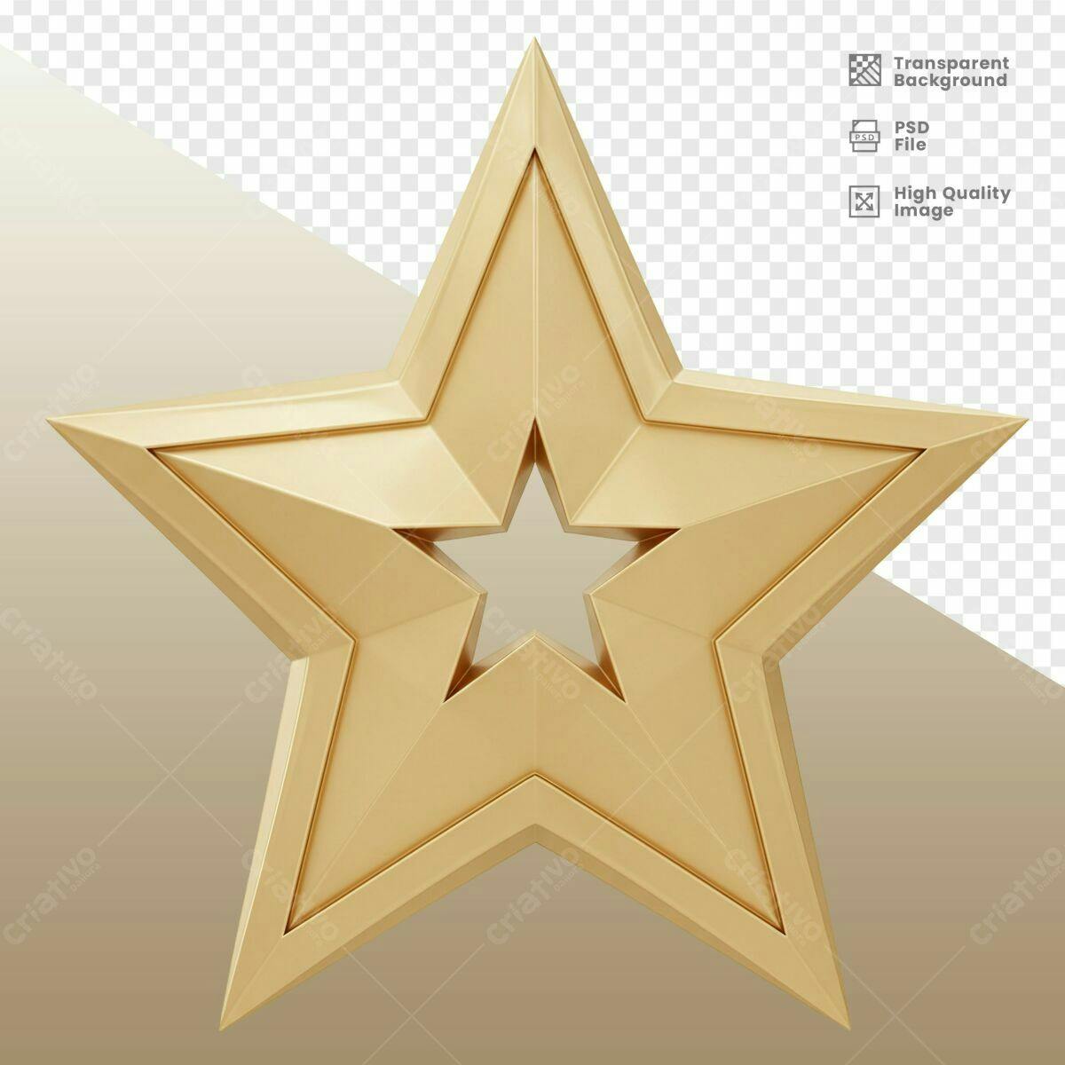 Estrela Dourada 3D PSD Editável
