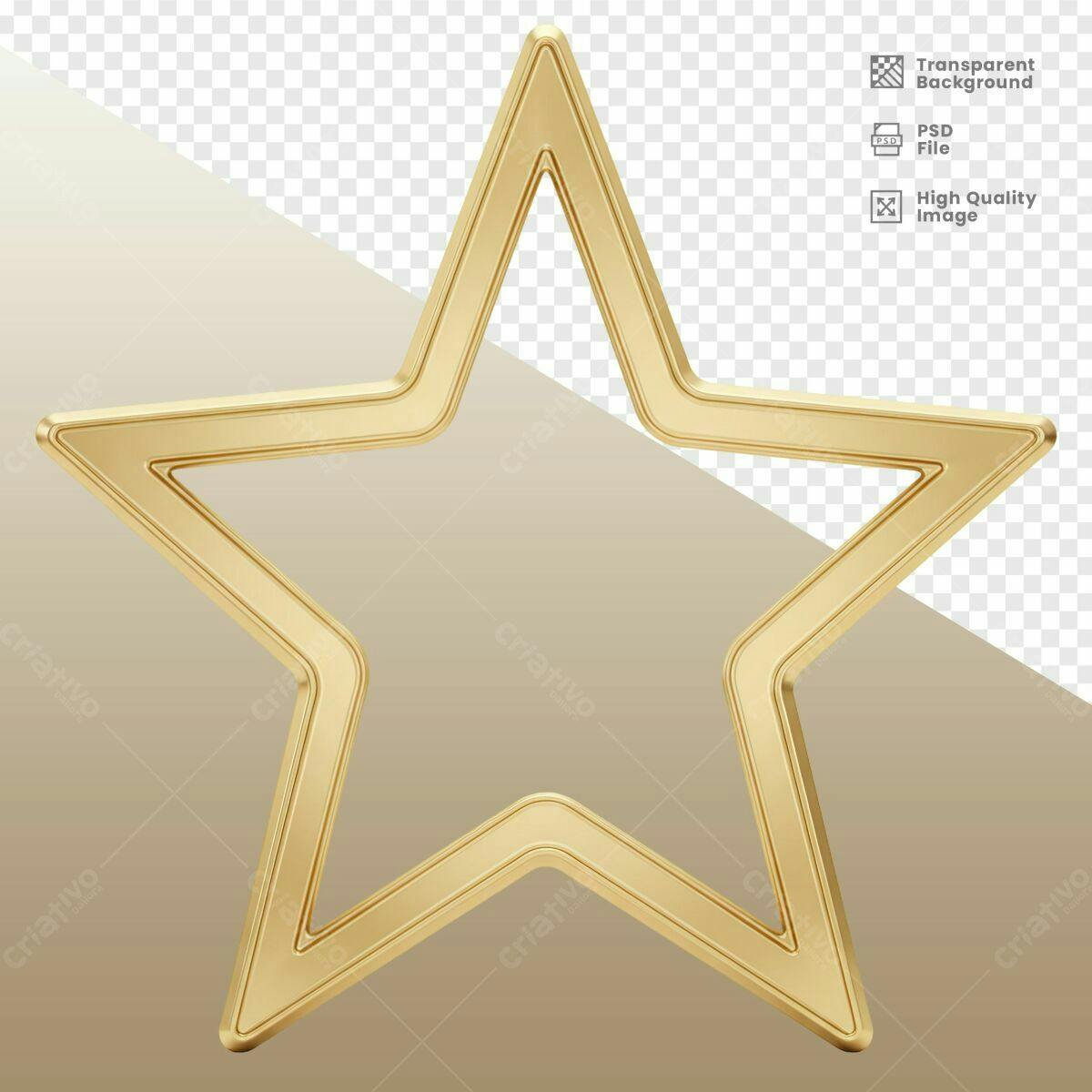 Moldura Estrela Dourada PSD Editável