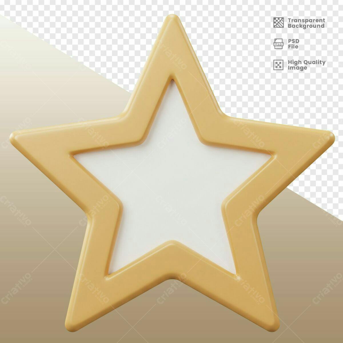 Moldura Estrela em 3D Amarela PSD Editável