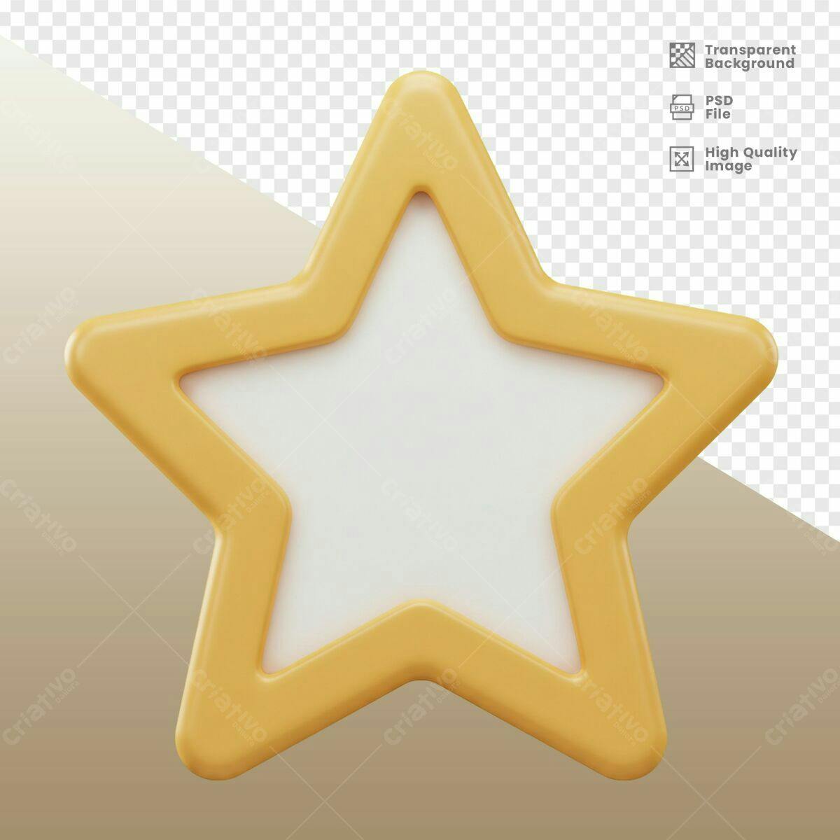 Moldura Estrela em 3D Amarela PSD Editável