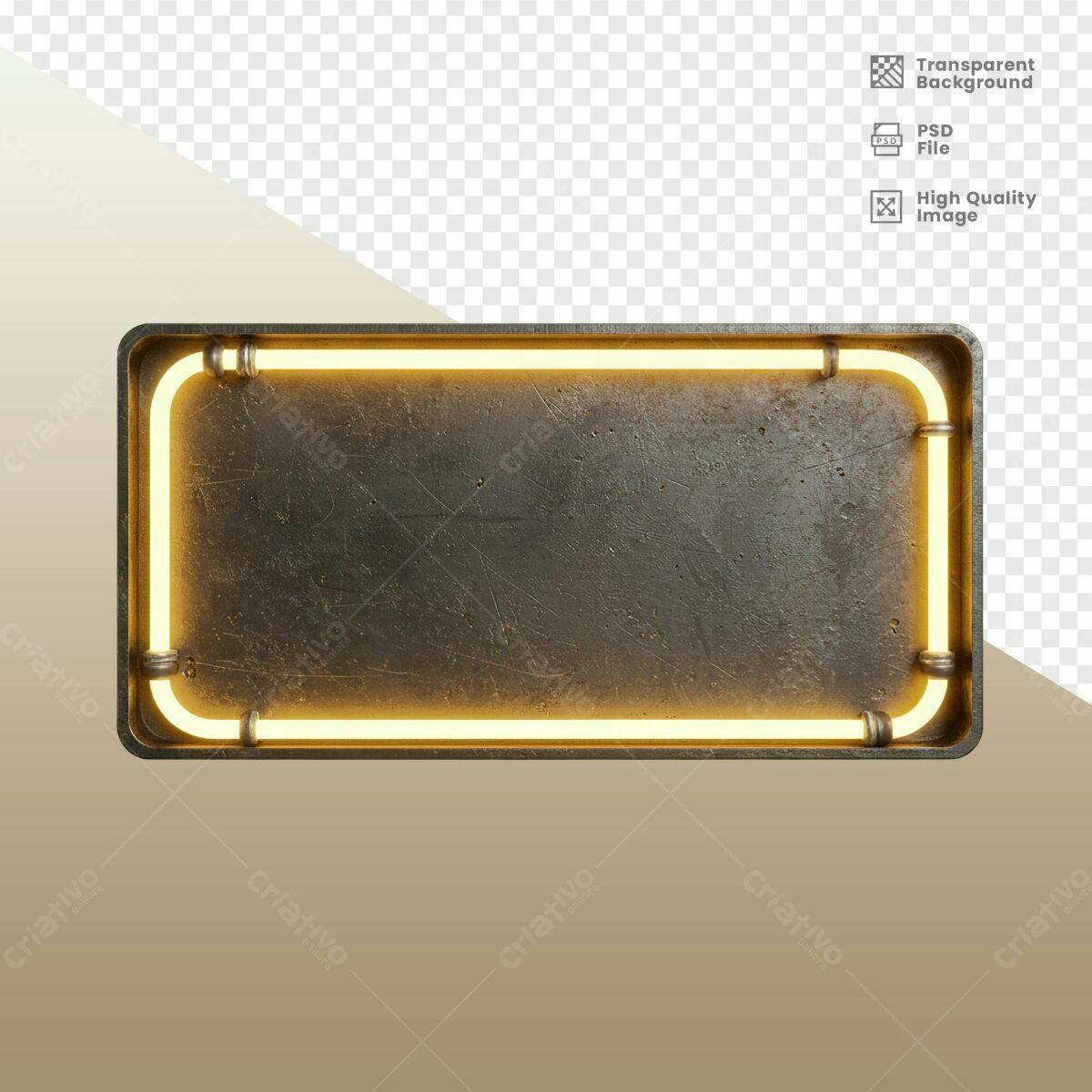 Placa de Sinalização Neon Industrial PSD Editável