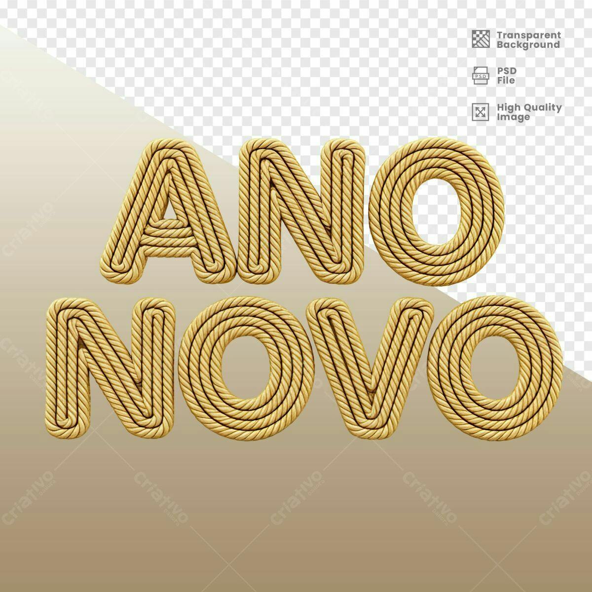 Arte Ano Novo em Corda PSD Editável