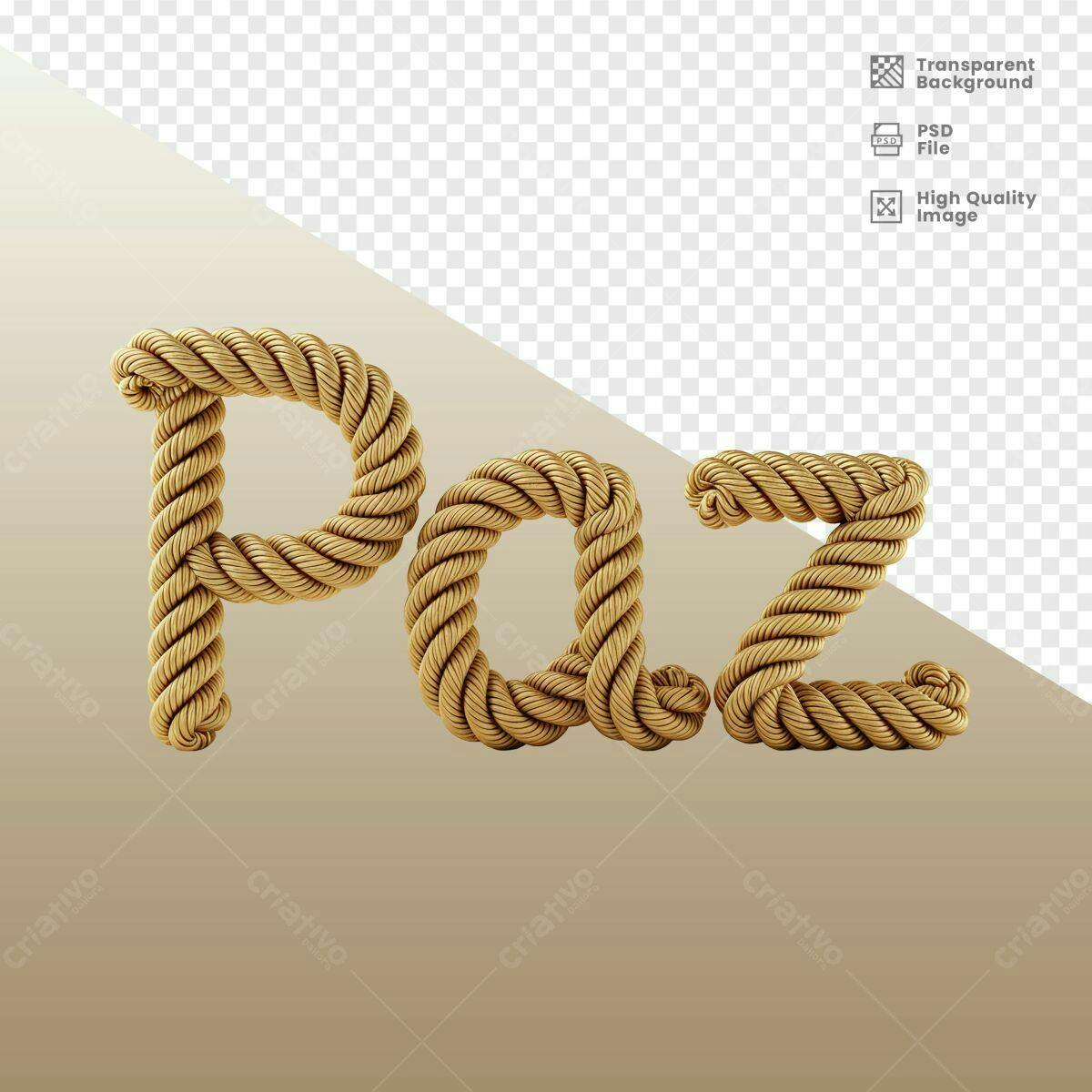 Fonte em formato de corda dourada PSD Editável
