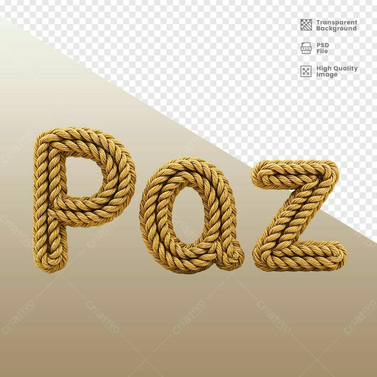 Alfabeto em Corda Dourada PSD Editável