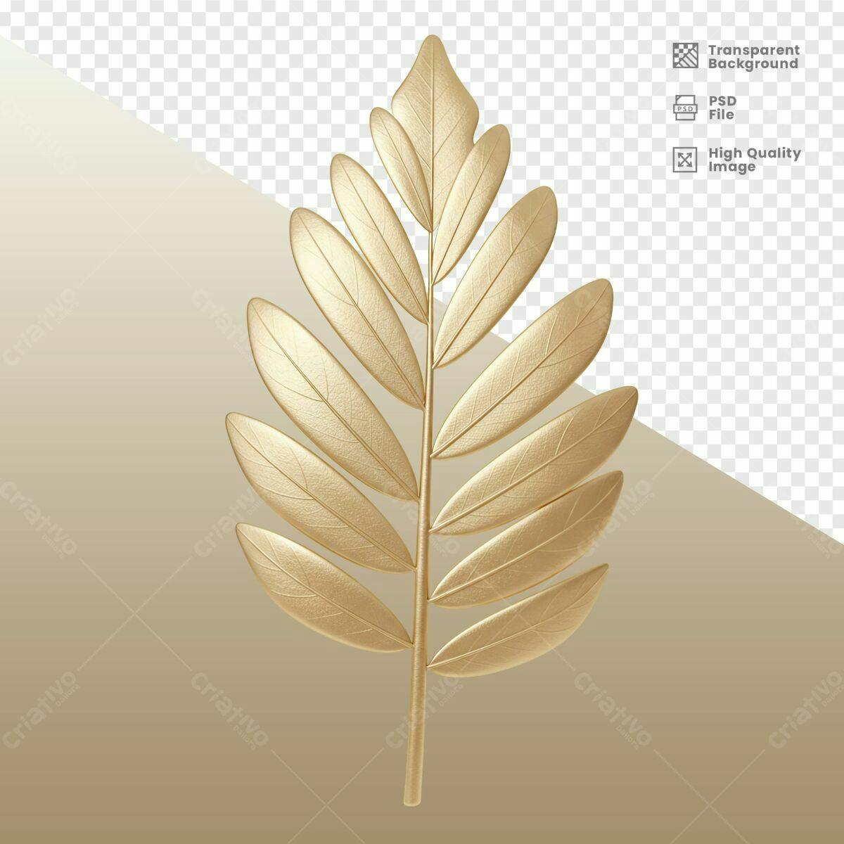 Folha Dourada Elegante PSD Editável