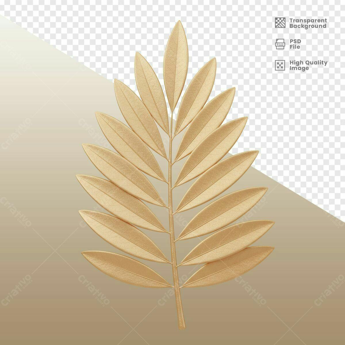 Elemento Decorativo Folha Dourada PSD Editável