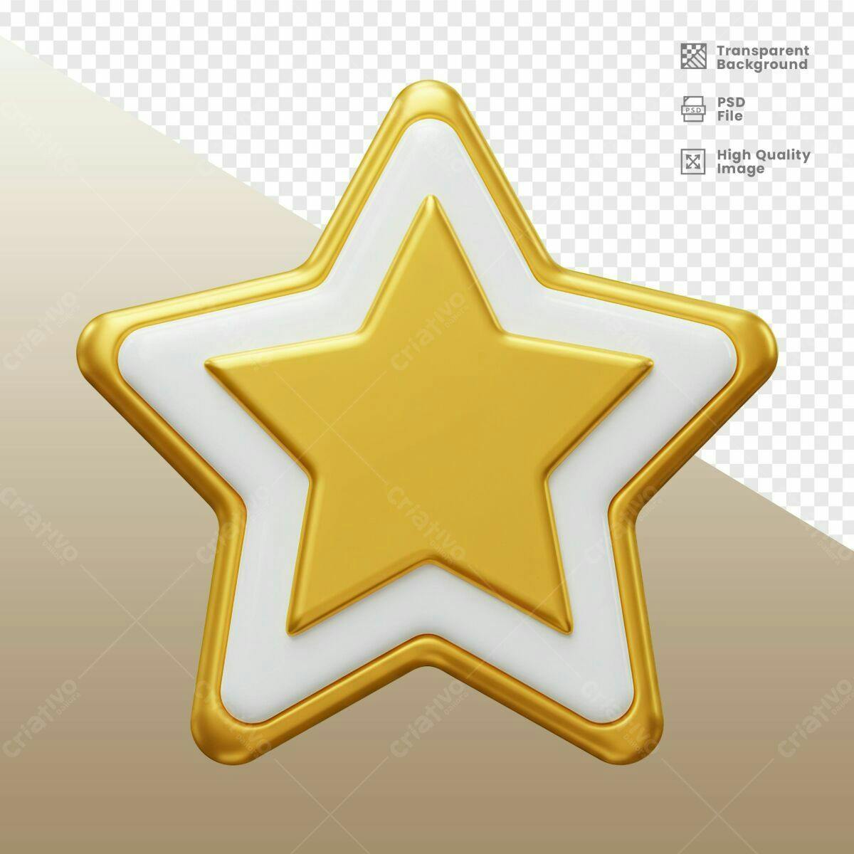 Estrela Dourada 3D PSD Editável
