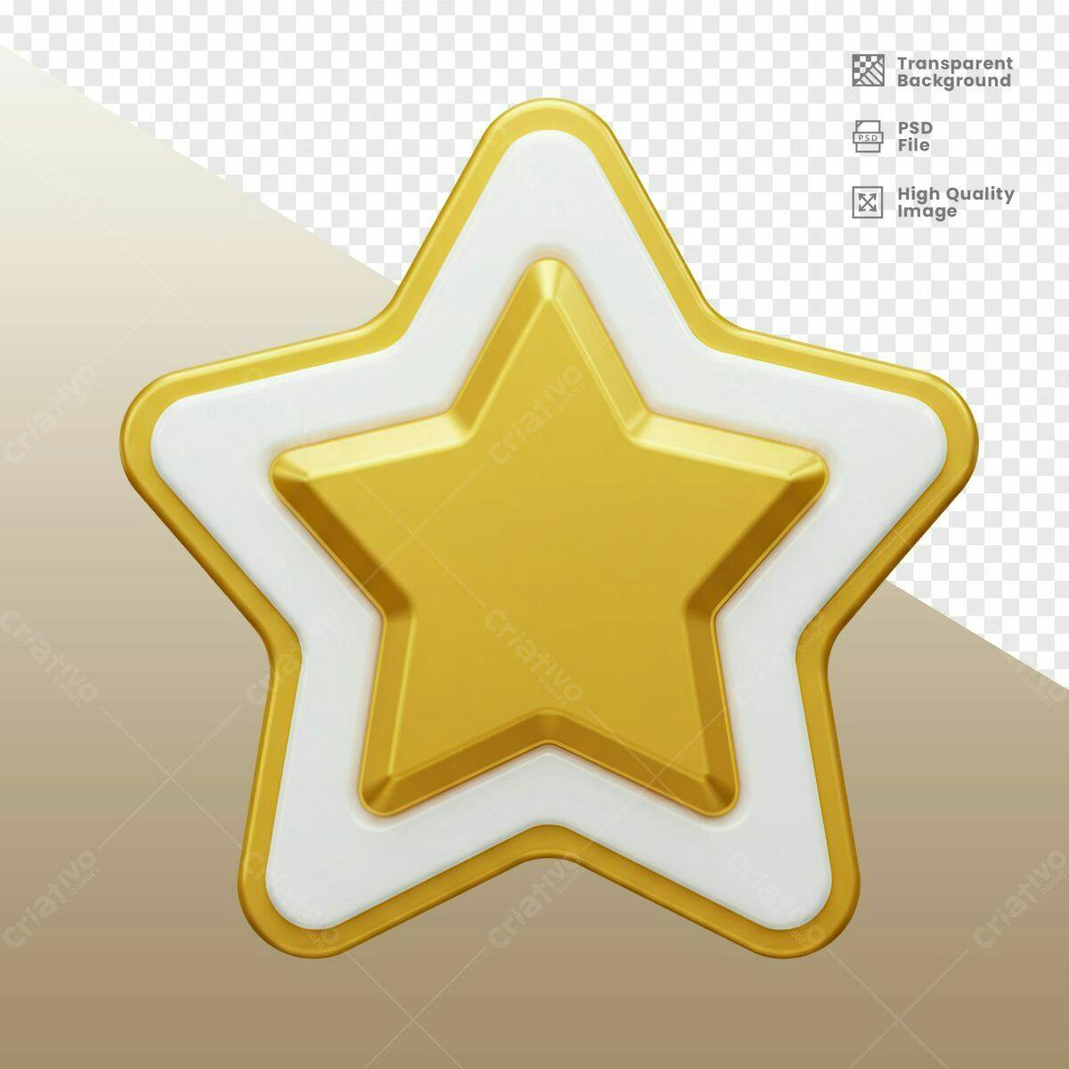 Estrela Dourada 3D PSD Editável