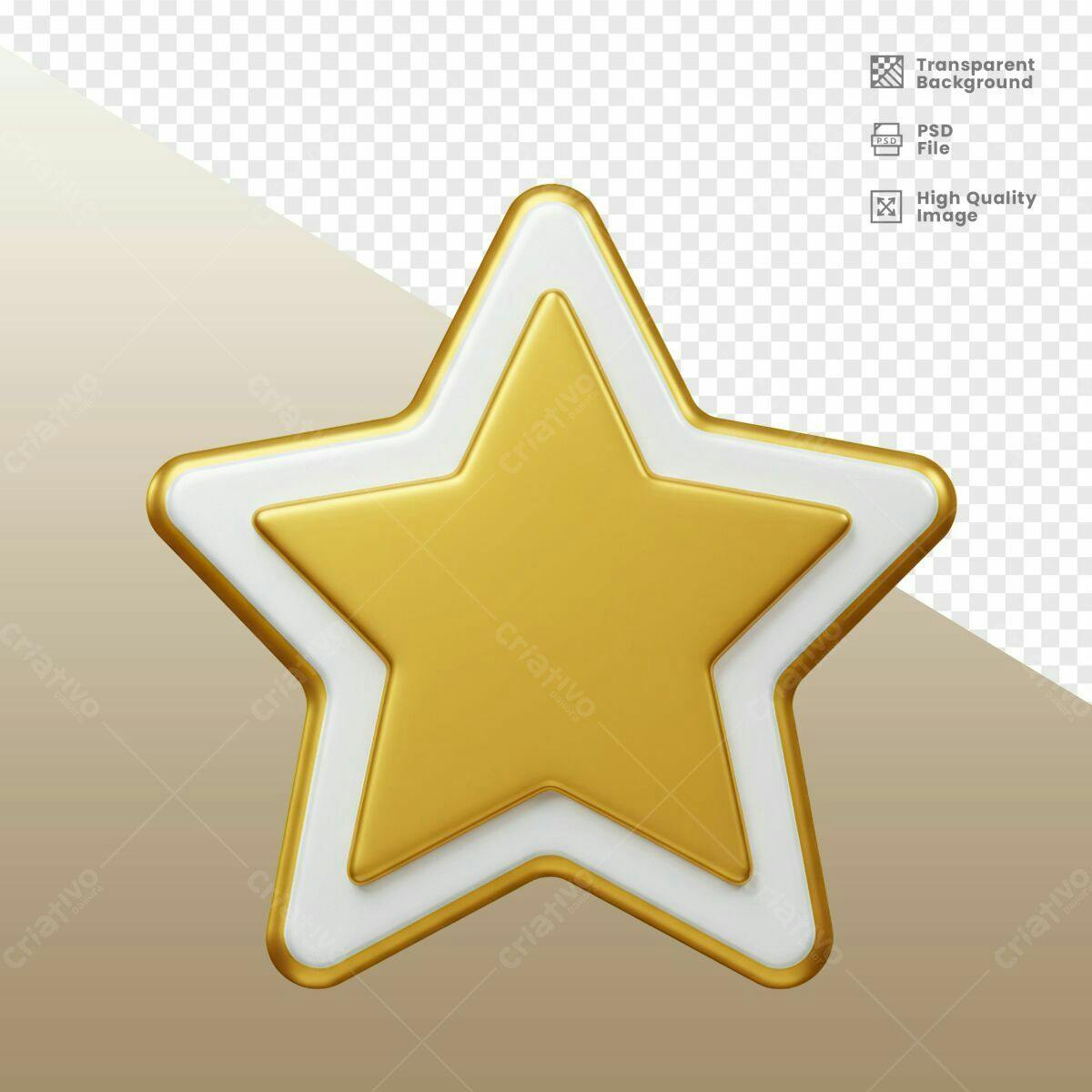 Estrela Dourada 3D PSD Editável