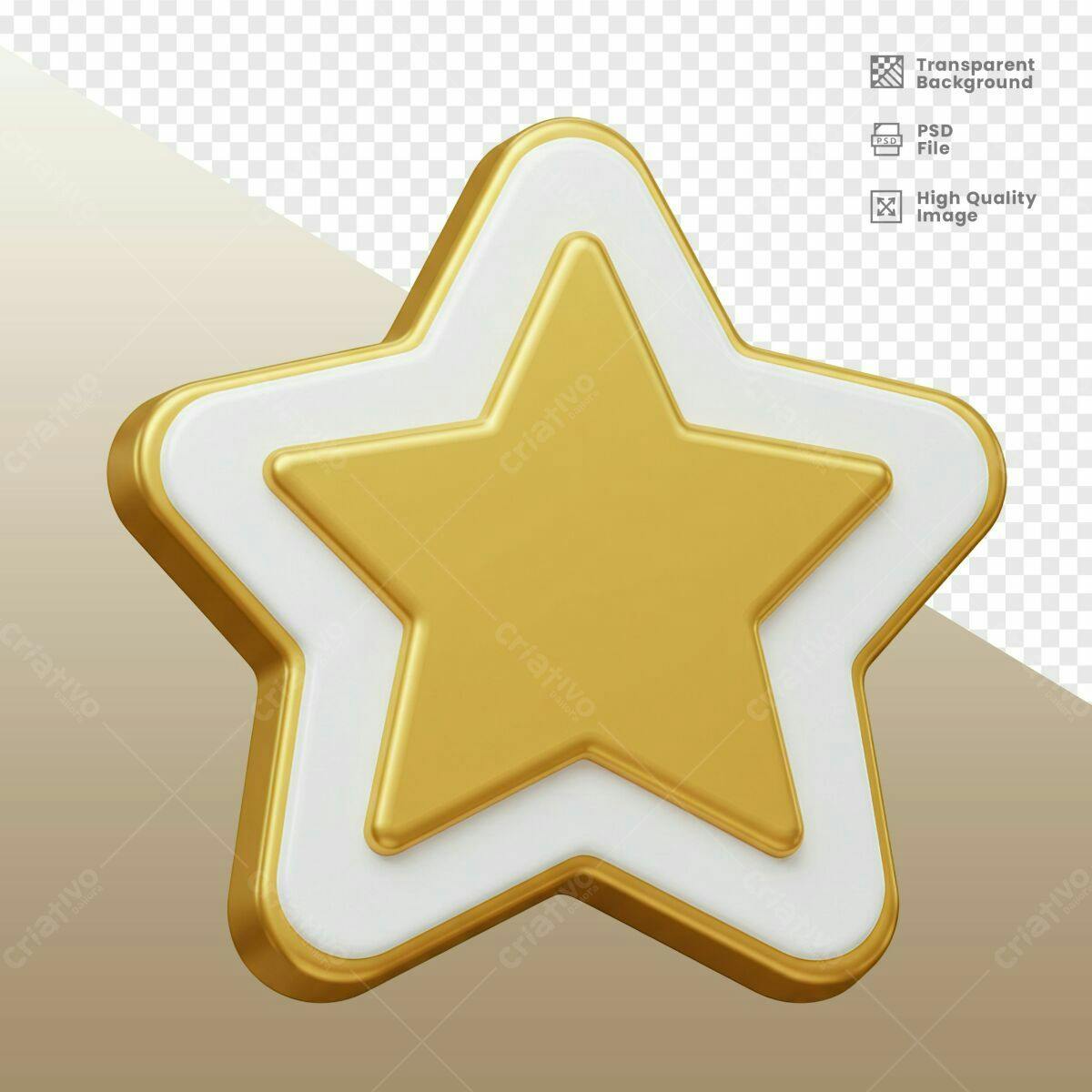 Estrela Dourada 3D PSD Editável