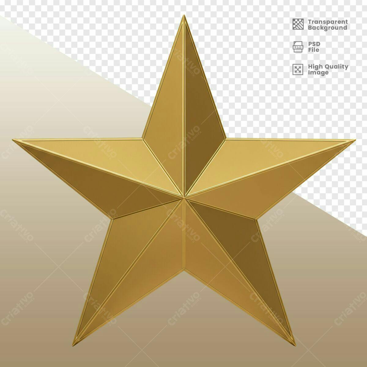 Estrela Dourada 3D PSD Editável