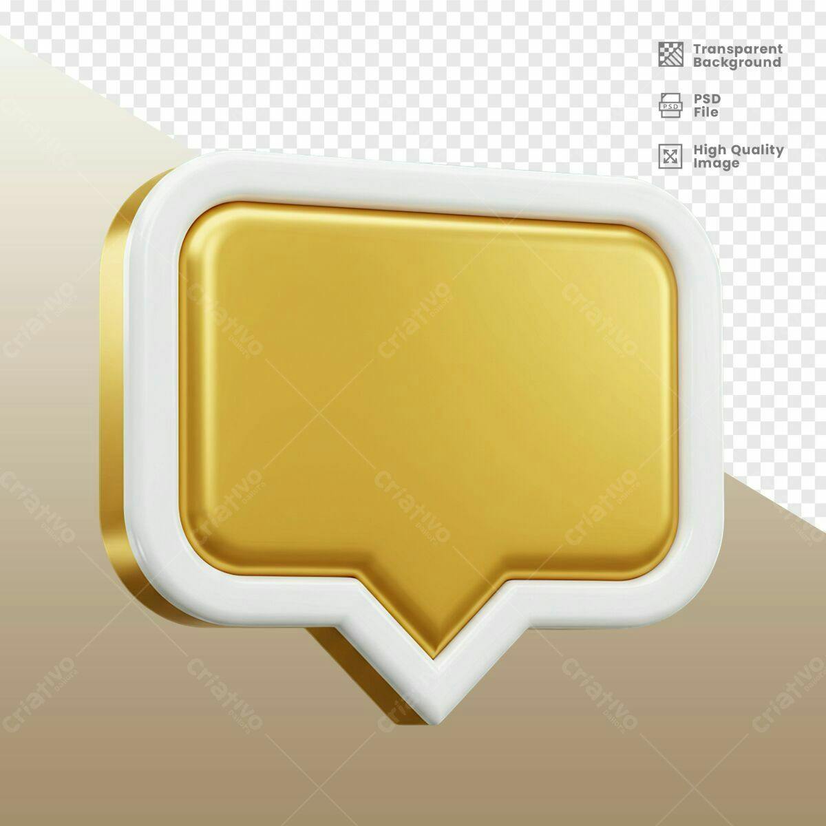 Balão de Mensagem Dourado PSD Editável