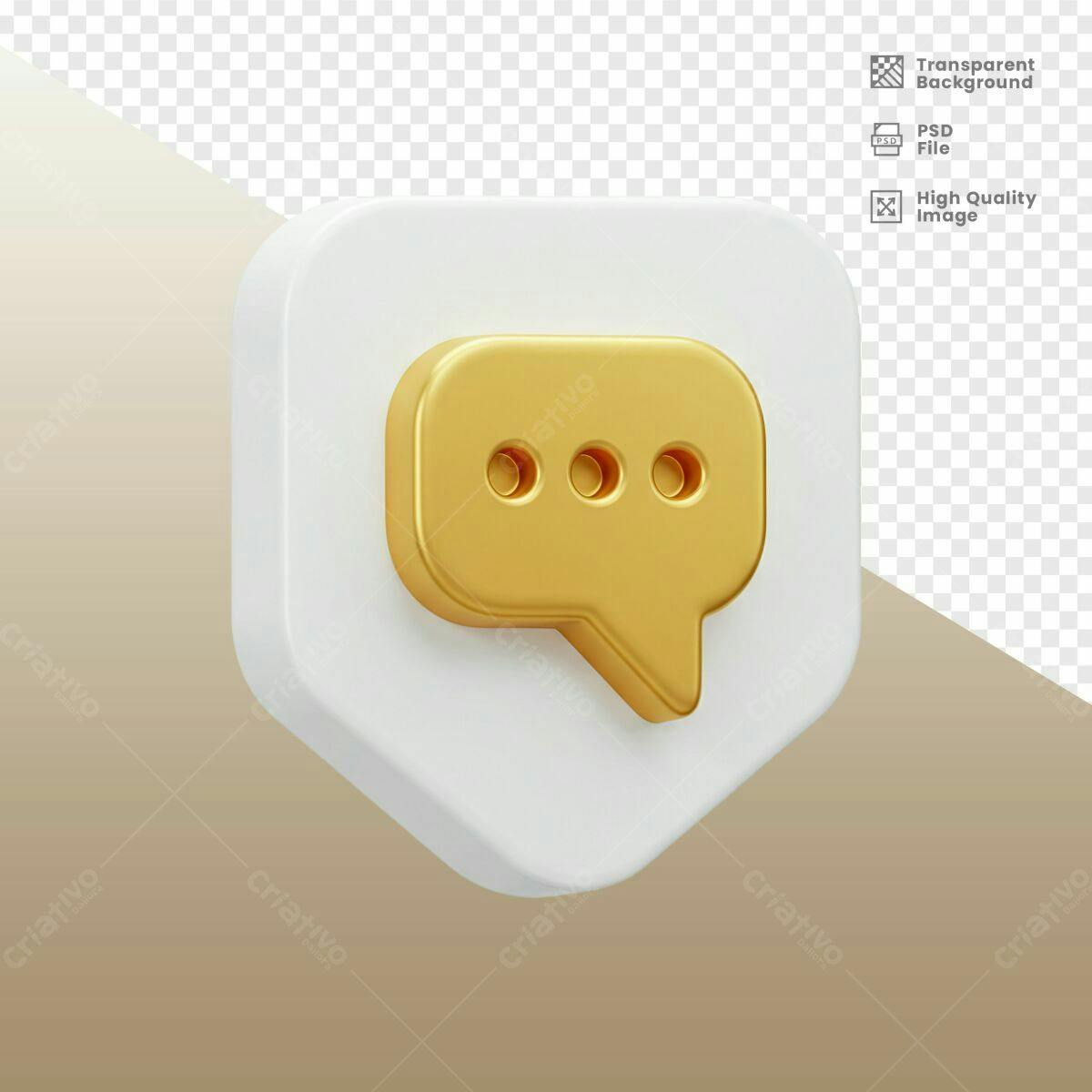 Ícone de Mensagem 3D Dourado PSD Editável