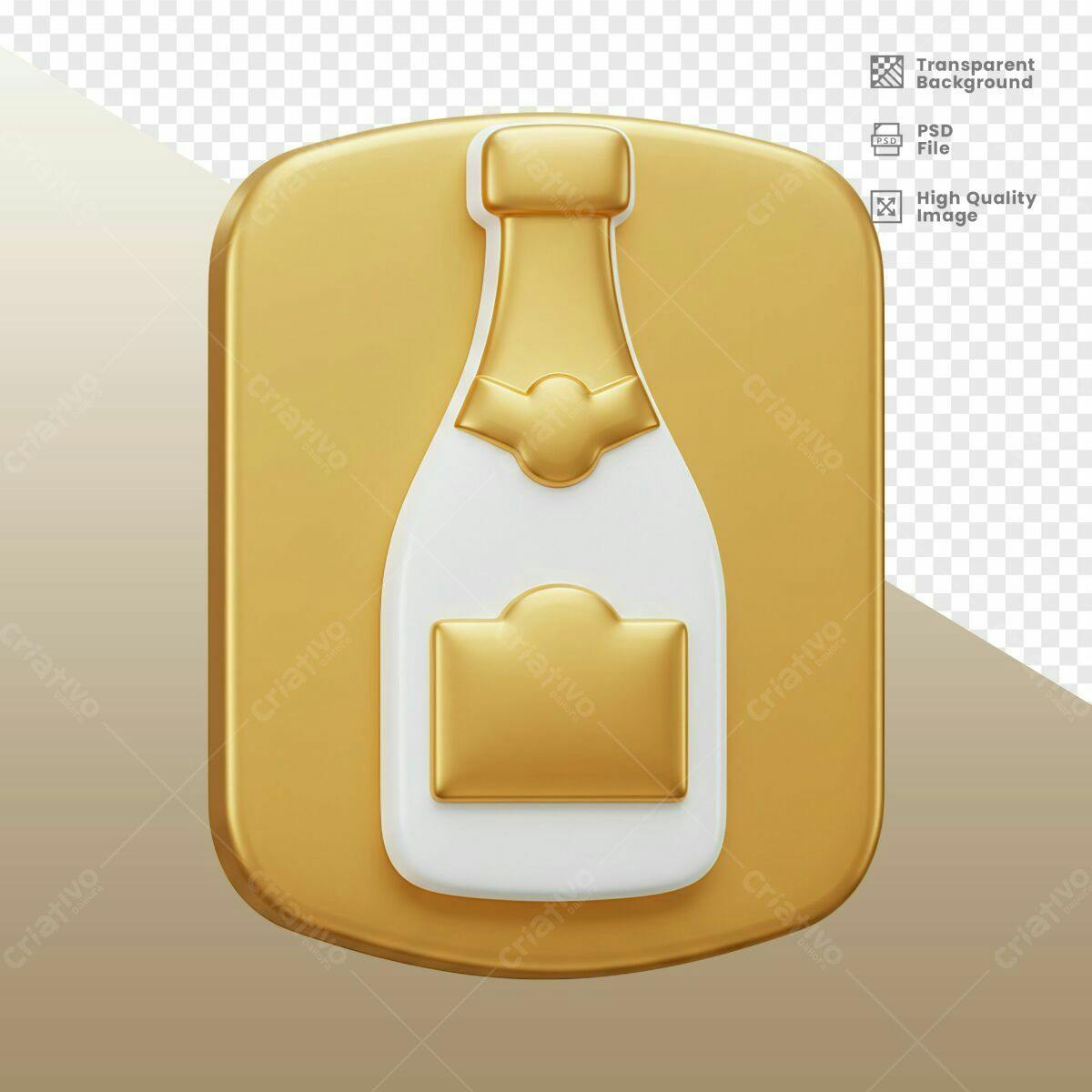 Ícone Garrafa Champagne PSD Editável