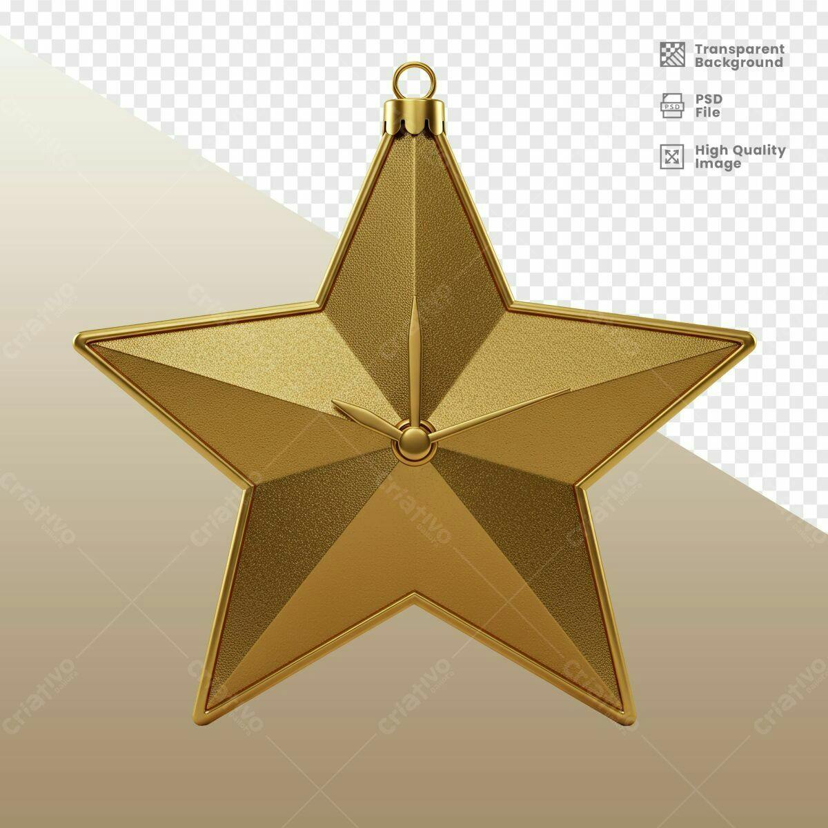 Enfeite de Natal Estrela Dourada PSD Editável