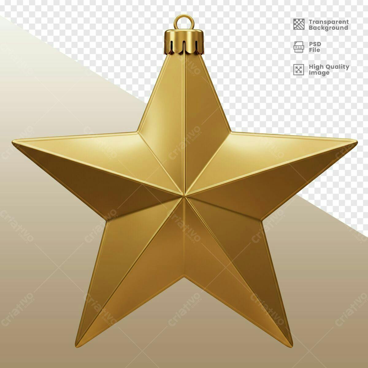 Enfeite de Natal Estrela Dourada PSD Editável
