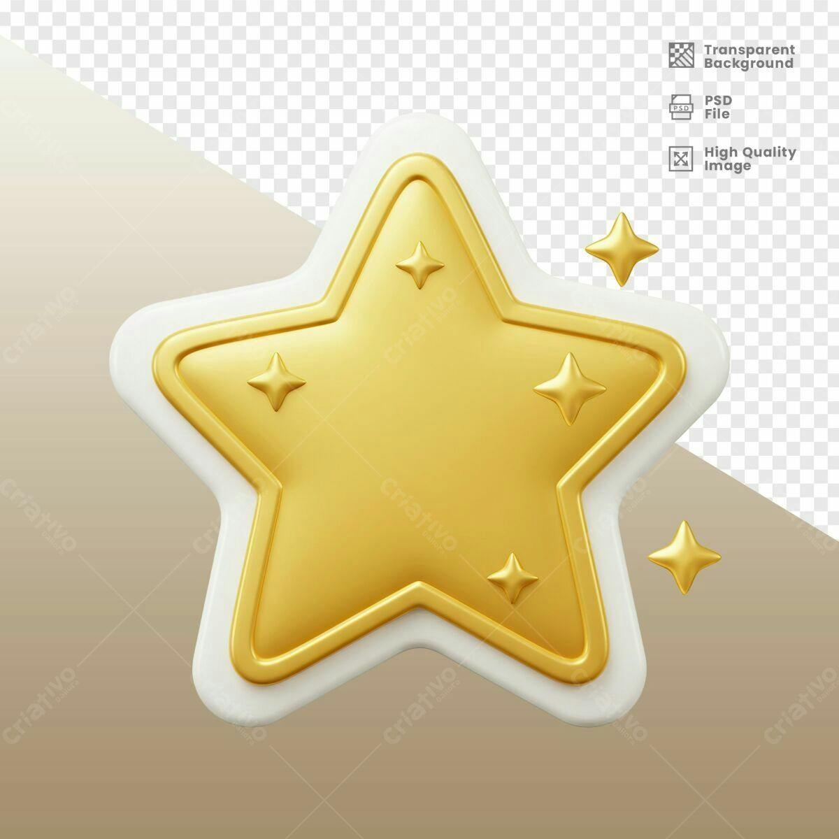 Estrela Dourada 3D PSD Editável