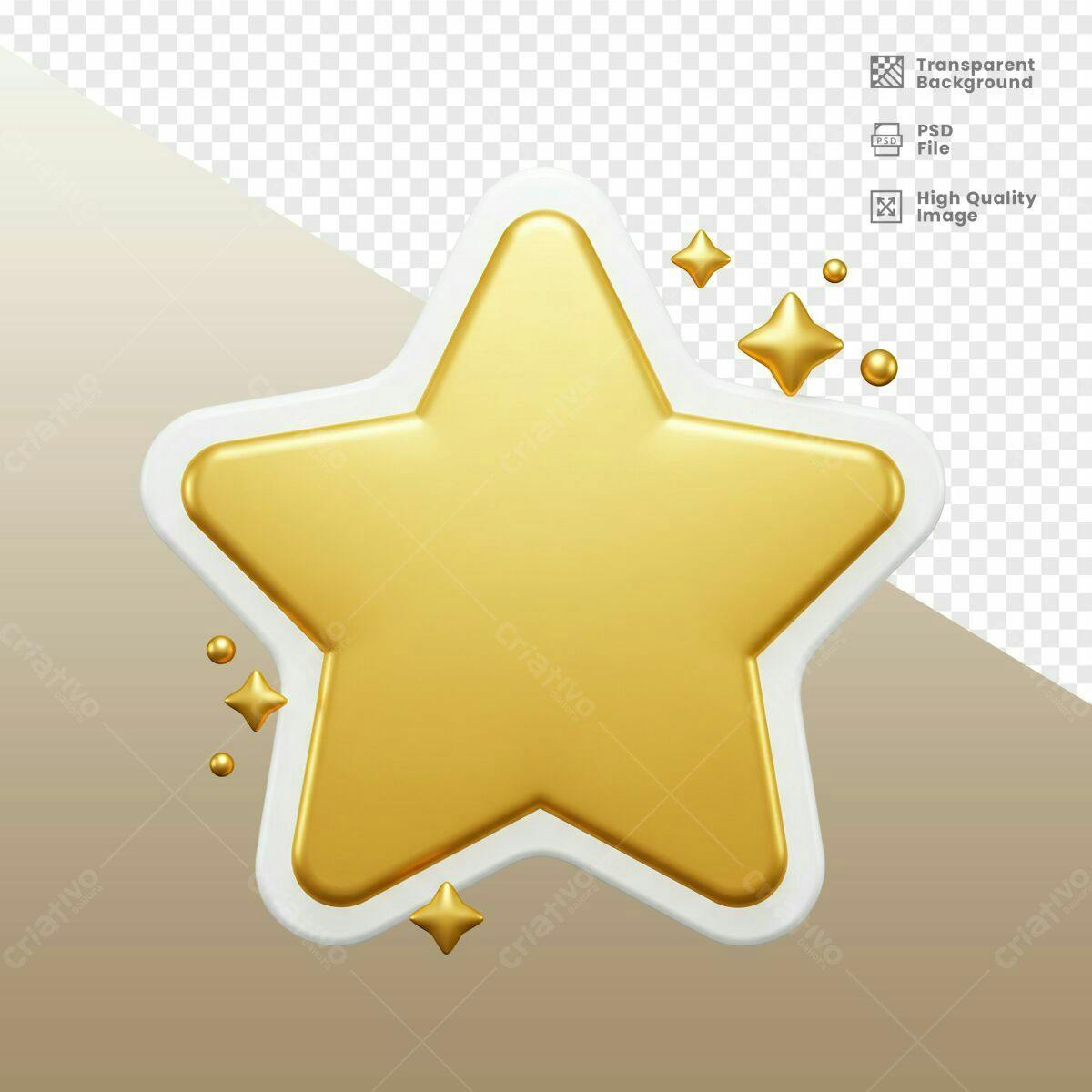 Estrela Dourada 3D PSD Editável